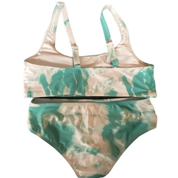 2PC SHEIN Green White‎ Tie Dye Bikini Size 150 - Picture 5 of 7